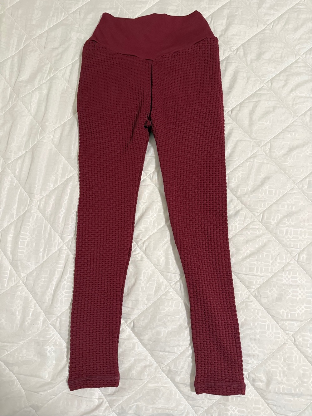 Allure The Brand - Waffle Knit Burgundy Leggings